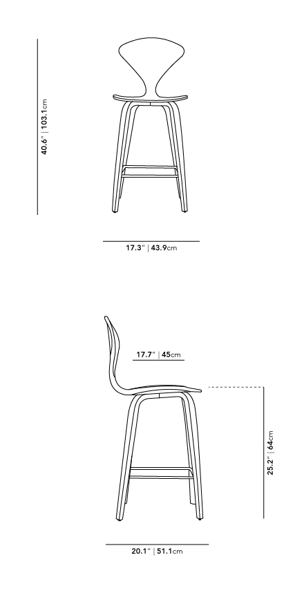 Dimensions for Norman Counter Stool